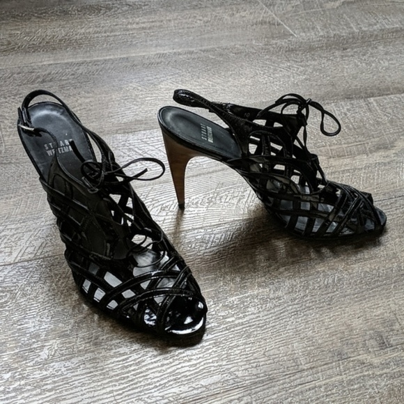 Stuart Weitzman black patent leather sandals - Picture 3 of 6